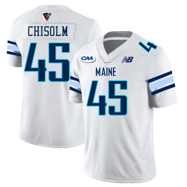 Maine Black Bears #45 Ta'kai Chisolm College Football Jerseys,Uniforms-White